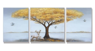 湖南手绘油画-发财树